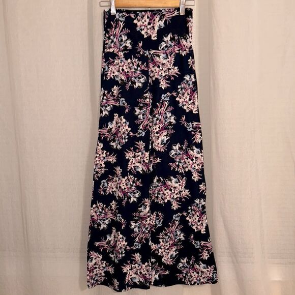 Hot Kiss S Navy Pink White Blue Floral High Waist Butter-soft Wide Leg Pants - Picture 1 of 8